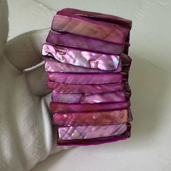 Fashion Pearl Essence Shell Purple Stretch Bracelet - Picture 4 of 5